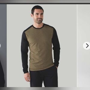 Lululemon Men’s Long Sleeve Shirt Size S | Black & Brown Herringbone Raglan Top